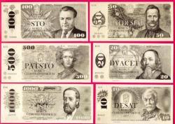 Prodám sadu nevydaných bankovek, UNC, autor Brunov