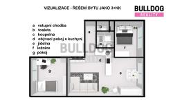Byt 2+1 (3+kk), 55 m2, cihlový dům s vl. zahradou, P4 - Hodonínská ul. (648/17)